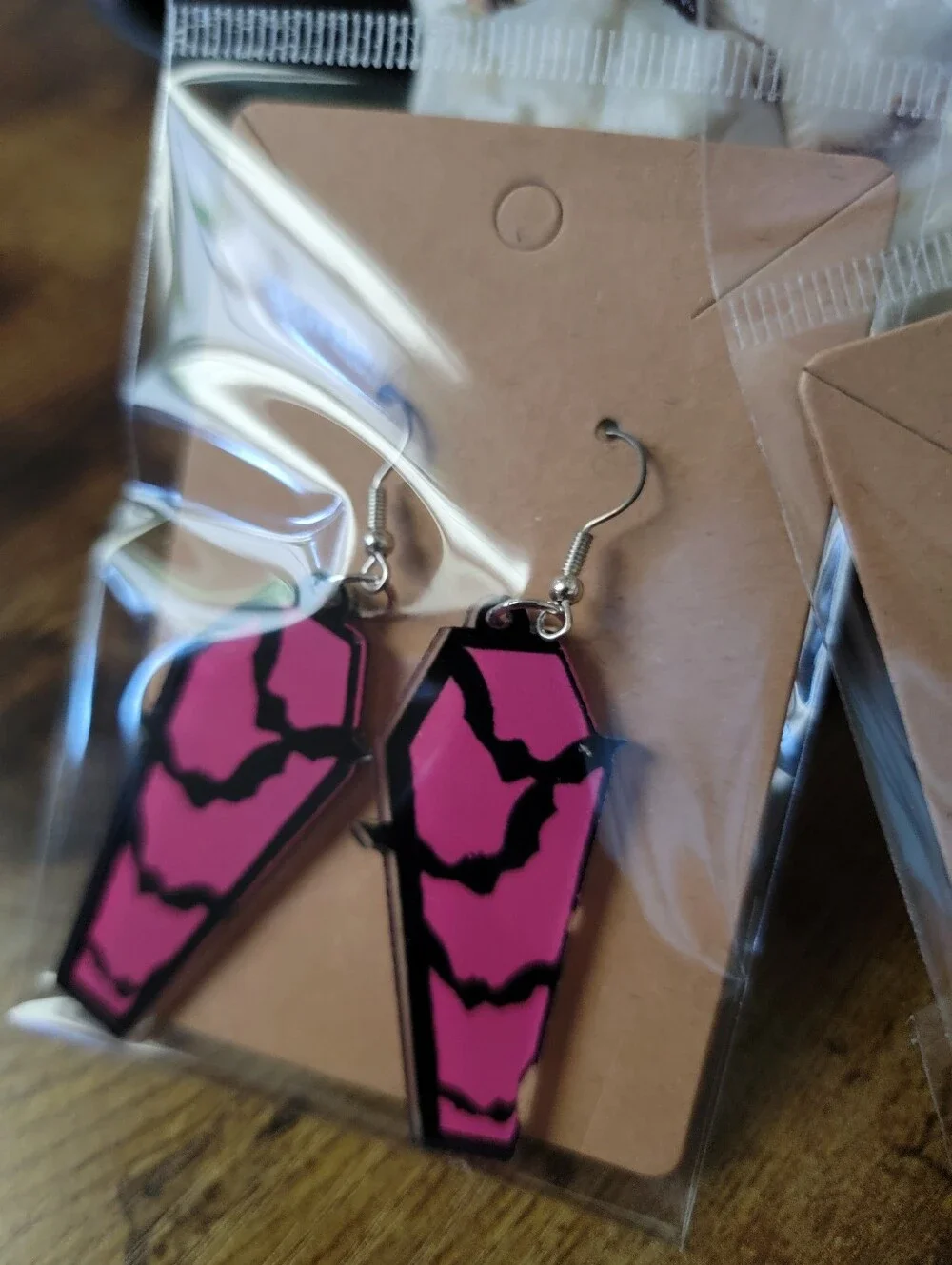 3pcs Coffin And Spider Pink Dangle Earrings - Women Accessories